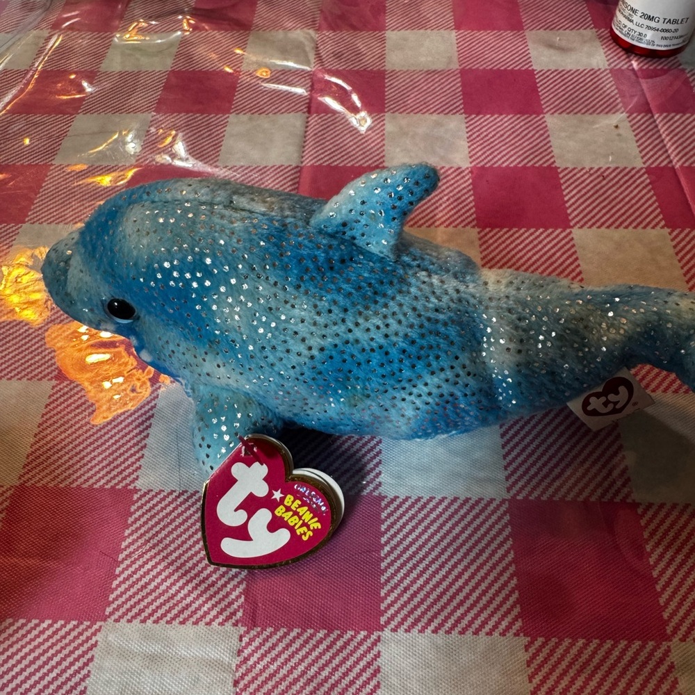 Ty Sparkly Blue Dolphin Plush